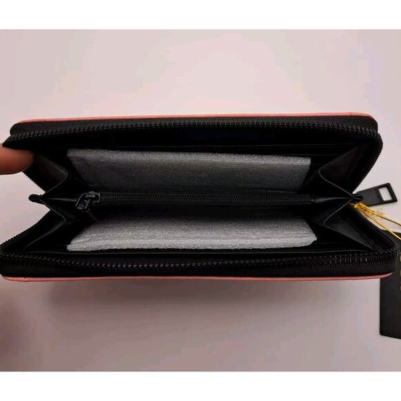 Bebe  Aja Women's Wallet Clutch Zip around Pink Black/Dara with Defects - Picture 3 of 7
